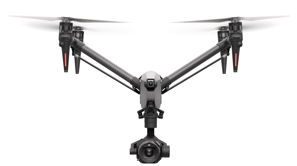 DJI Inspire 3 drone, front view, showcasing professional equipment used by Dazz Drones for high-quality event aerial videography and photography.