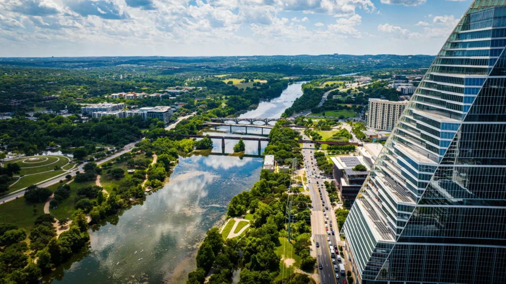 Skilled drone pilots surveying land for development project