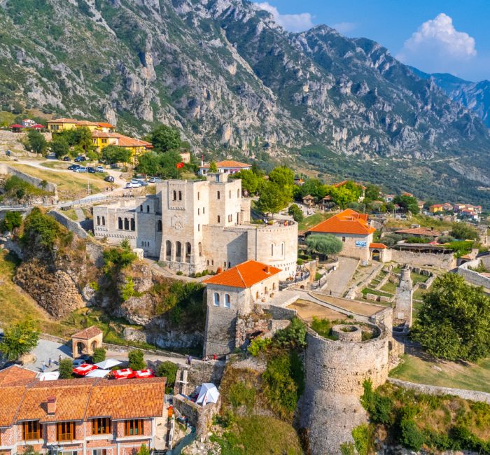 Castle of Kruja Kalaja e Krujës with scenic views.