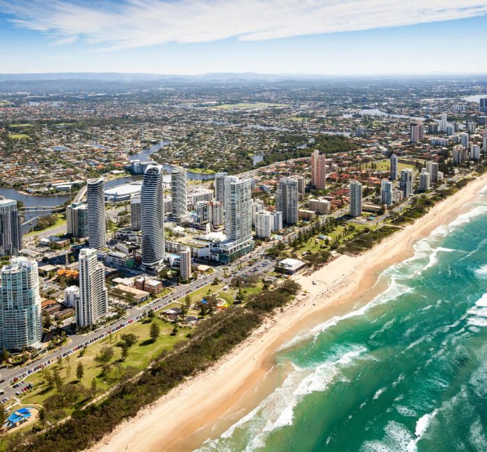 Gold Coast (1) (1) Breathtaking aerial view of the Gold Coast, showcasing its vibrant cityscape, beaches, and skyline