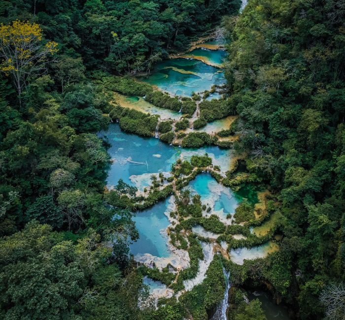 Aerial view of the Natural Monument Semuc Champey in Guatemala An aerial view of the Natural Monument Semuc Champey in Guatemala