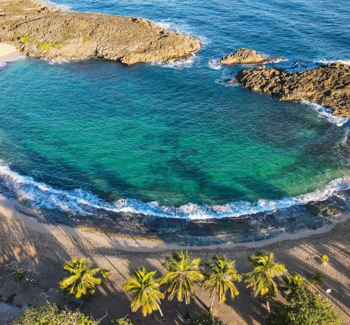 Arial shot of the scenic beach Mar Chiquita in Manati Puerto Rico An arial shot of the scenic beach Mar Chiquita in Manati Puerto Rico