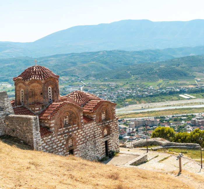 Chapel of the Holy Trinity in the castles in the historic city of Berat in Albania, the city of a thousand windows Chapel of the Holy Trinity in the castles in the historic city of Berat in Albania, the city of a thousand windows