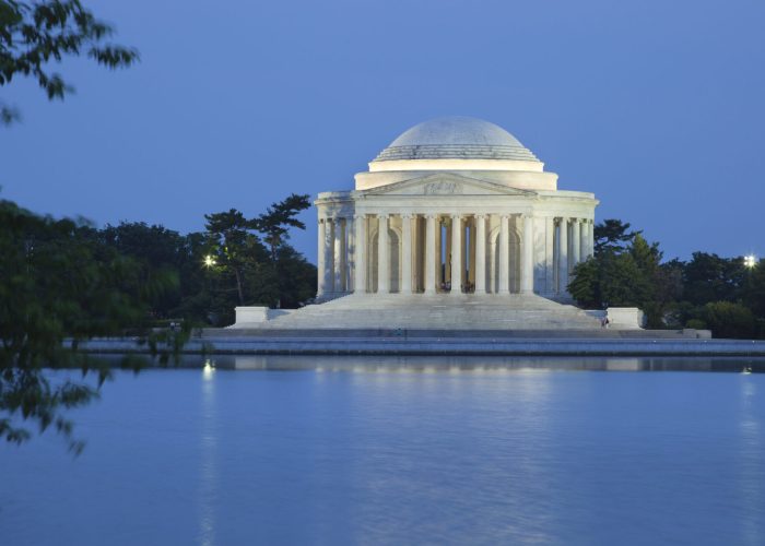 Drone aerial view of Jefferson Memorial
