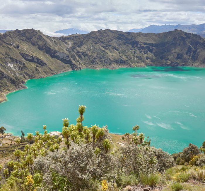 Quilotoa crater lake, most western volcano in the Ecuadorian And Quilotoa crater lake, most western volcano in the Ecuadorian Andes, Ecuador.