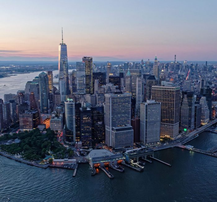 Skyline of Lower Manhattan in the evening. New York City, United States. The skyline of Lower Manhattan in the evening. New York City, United States.